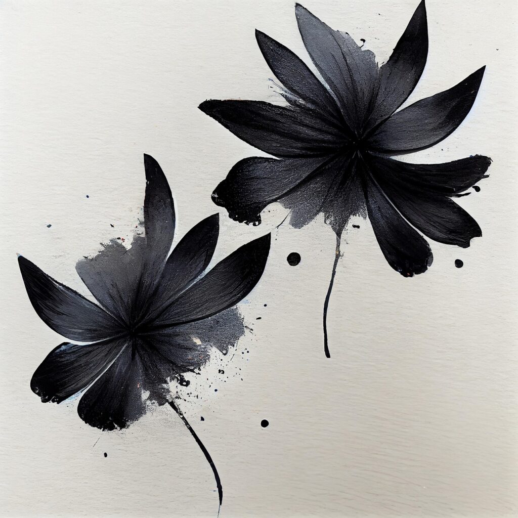 flowers, black, ink, splatter, flower wallpaper, watercolor, painting, paint, flower background, drawing, leaf, nature, beautiful flowers, leaves, ai generated, photoshop